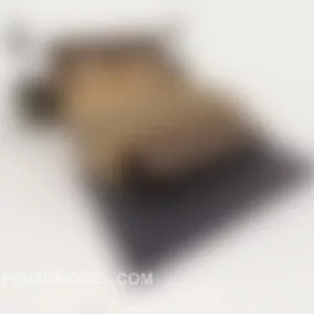 Modern Minimalist Brown Double Bed 3d model