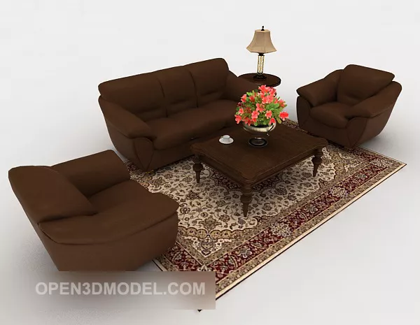 Modern Minimalist Brown Wood Combination Sofa 3d model Modern Minimalist Brown Wood Combination Sofa 3d model
