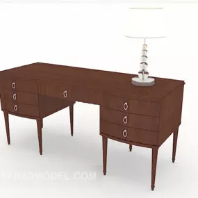 Modern Minimalist Brown Wooden Table 3d model