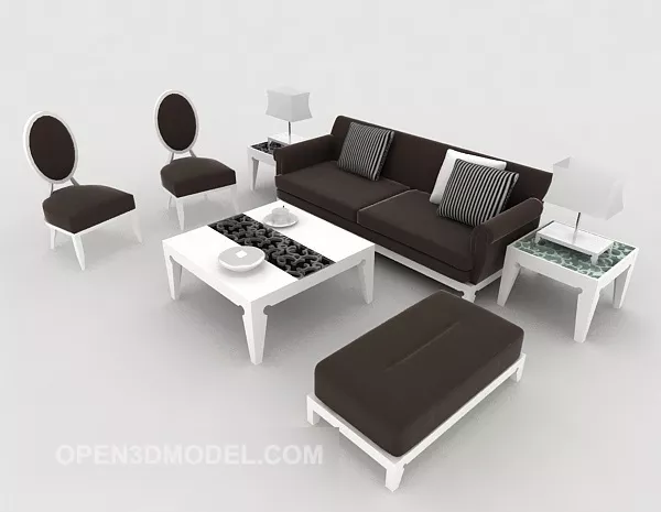 Modern Minimalist Dark Brown Sofa 3d model Modern Minimalist Dark Brown Sofa 3d model