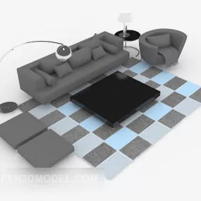 Modern Minimalist Dark Grey Sofa 3d model