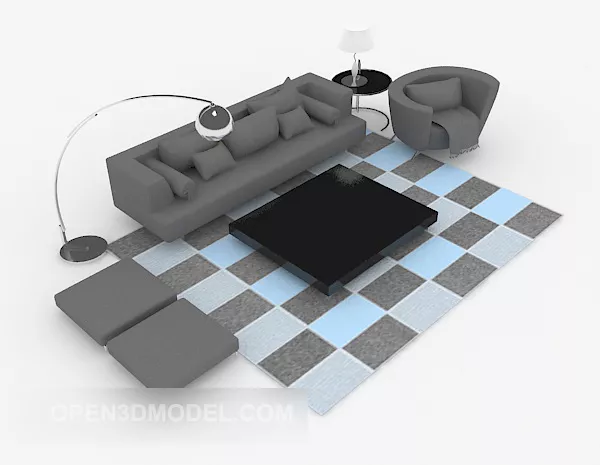Modern Minimalist Dark Grey Sofa 3d model Modern Minimalist Dark Grey Sofa 3d model