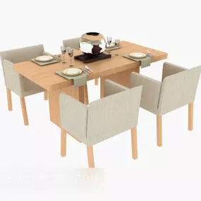 Modern Minimalist Dining Table Chair Sets 3d model