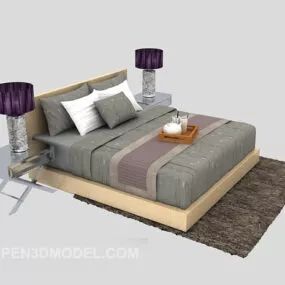Modern Minimalist Double Bed 3d model