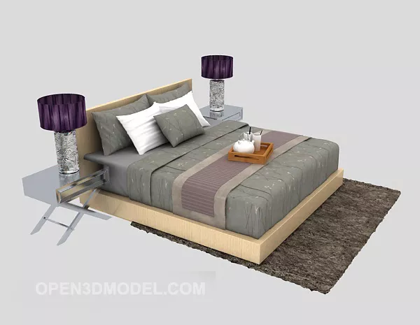 Modern Minimalist Double Bed 3d model Modern Minimalist Double Bed 3d model