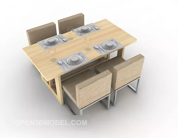 Modern Minimalist Four-person Dining Table 3d model Modern Minimalist Four-person Dining Table 3d model