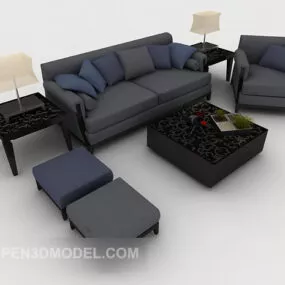 Modern Minimalist Grey-blue Combination Sofa 3d model