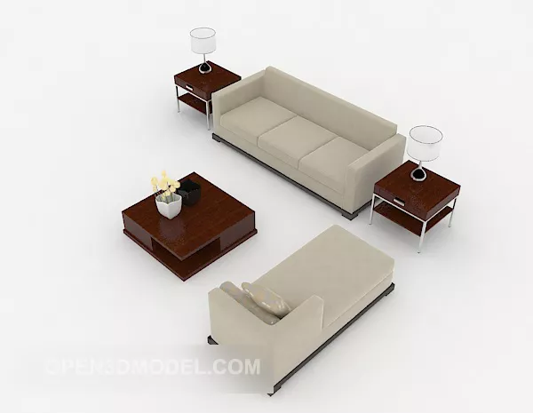 Modern Minimalist Grey Home Combination Sofa 3d model Modern Minimalist Grey Home Combination Sofa 3d model
