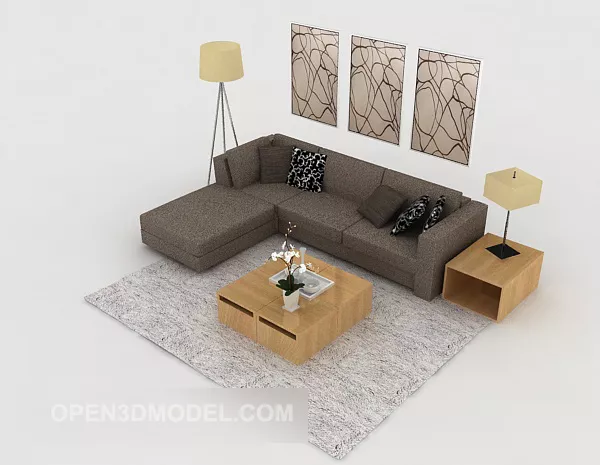 Modern Minimalist Grey Multiplayer Sofa 3d model Modern Minimalist Grey Multiplayer Sofa 3d model