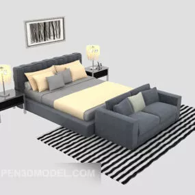 Modern Minimalist Home Bed 3d model