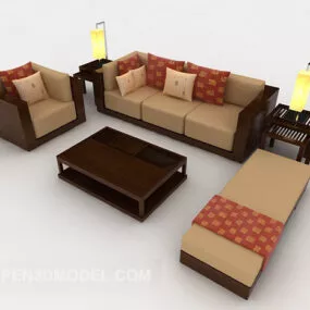 Modern Minimalist Home Brown Sofa 3d model