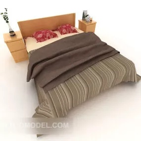 Modern Minimalist Home Double Bed 3d model