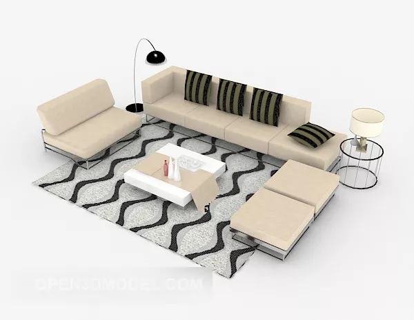 Modern Minimalist Monochrome Combination Sofa 3d model Modern Minimalist Monochrome Combination Sofa 3d model