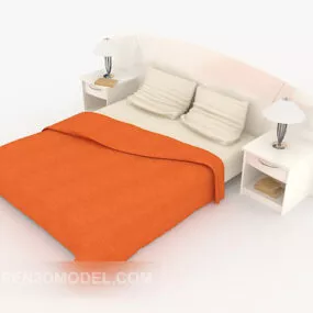 Modern Minimalist Orange Double Bed 3d model
