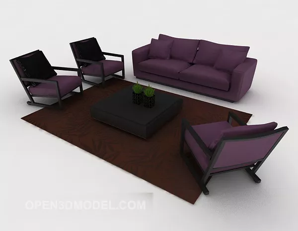 Modern Minimalist Purple Sofa Sets 3d model Modern Minimalist Purple Sofa Sets 3d model