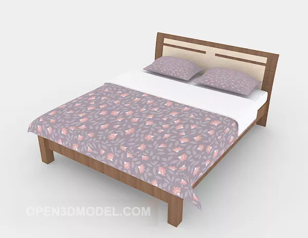 Modern Minimalist Purple Patterned Double Bed 3d model Modern Minimalist Purple Patterned Double Bed 3d model