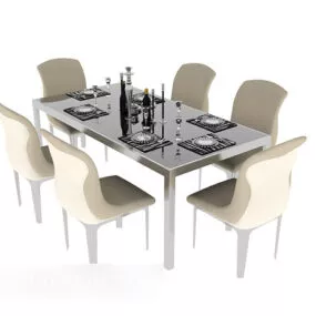 Modern Minimalist Six-person Dining Table 3d model