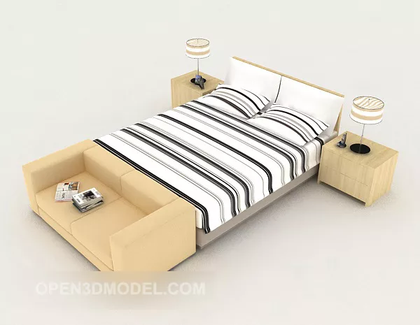 Modern Minimalist Style Wooden Double Bed 3d model Modern Minimalist Style Wooden Double Bed 3d model