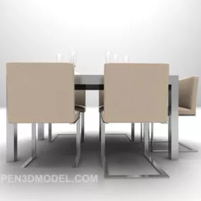Home Modern Minimalist Table And Chairs 3d model