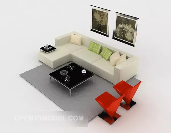 Modern Minimalist White Multiplayer Sofa 3d model Modern Minimalist White Multiplayer Sofa 3d model