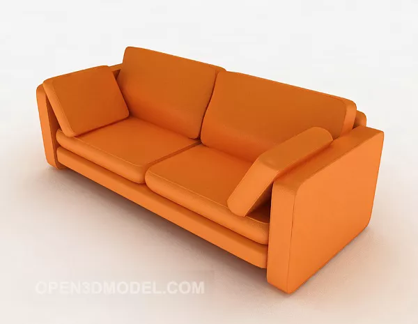 Modern Orange Simple Double Sofa 3d model Modern Orange Simple Double Sofa 3d model