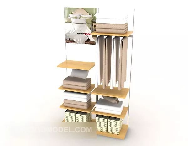 Wood Screen Partition With Photo Frame 3d model