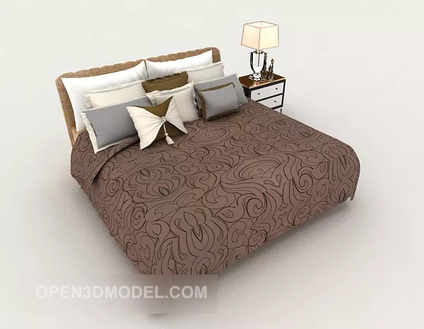 Modern Patterned Double Bed 3d model Modern Patterned Double Bed 3d model