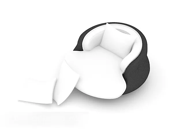 Modern Black White Single Sofa 3d model Modern Black White Single Sofa 3d model