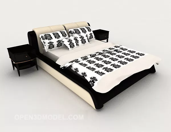 Modern Personality Black Double Bed 3d model Modern Personality Black Double Bed 3d model