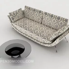 Modern Home Pattern Double Sofa 3d model