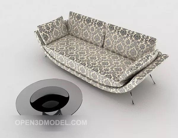Modern Home Pattern Double Sofa 3d model Modern Home Pattern Double Sofa 3d model