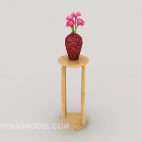 Living Room Flower Potted Wooden Rack 3d model