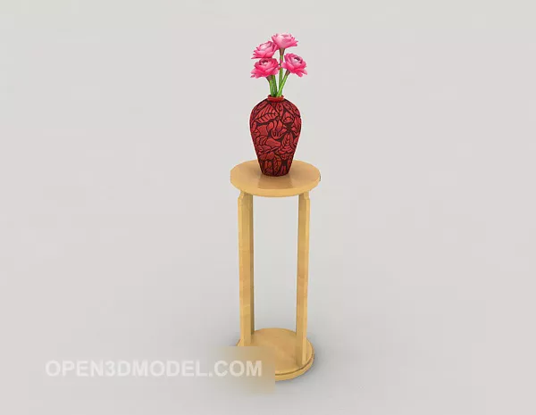 Potted White Lily Flower 3d model