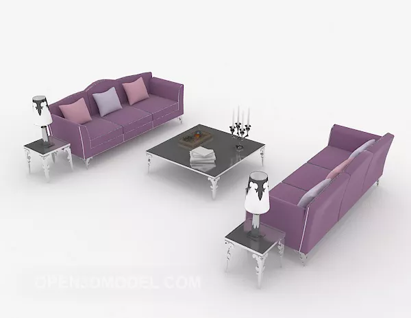 Modern Purple Simple Sofa Sets 3d model Modern Purple Simple Sofa Sets 3d model