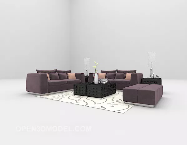 Modern Purple Sofa Furniture 3d model Modern Purple Sofa Furniture 3d model