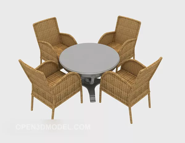 Modern Rattan Chair Table And Chair Combination 3d model Modern Rattan Chair Table And Chair Combination 3d model