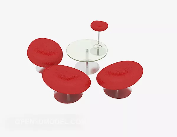 Modern Red Casual Table Chair 3d model Modern Red Casual Table Chair 3d model