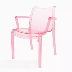 Transparent Plastic Chair Pink Color 3d model