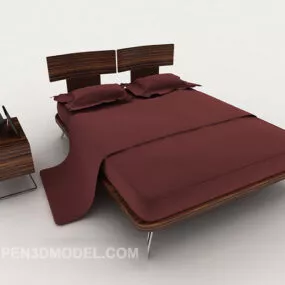 Modern Red Double Bed 3d model
