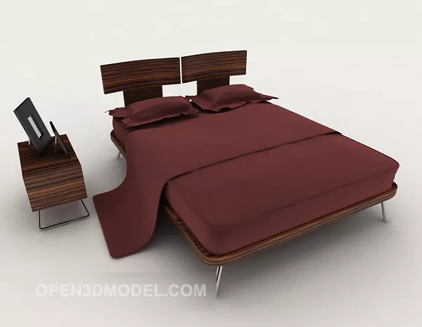 Modern Red Double Bed 3d model Modern Red Double Bed 3d model