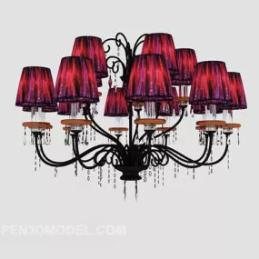 Modern Red Home Chandelier 3d model