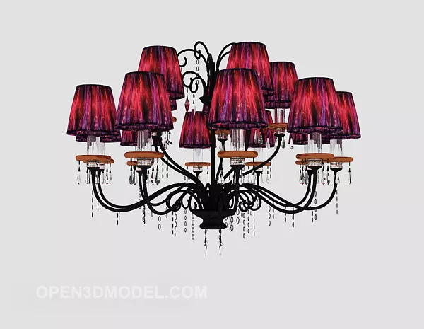 Modern Red Home Chandelier 3d model Modern Red Home Chandelier 3d model