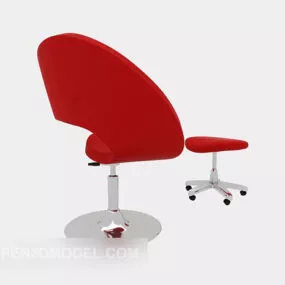 Modern Red Lounge Chair Stool 3d model