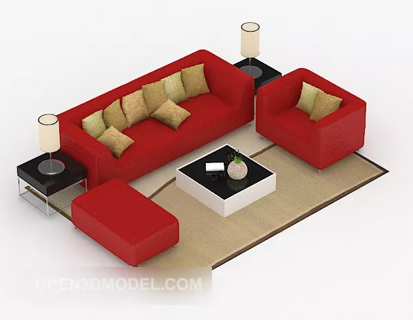 Modern Red Minimalist Sofa 3d model Modern Red Minimalist Sofa 3d model