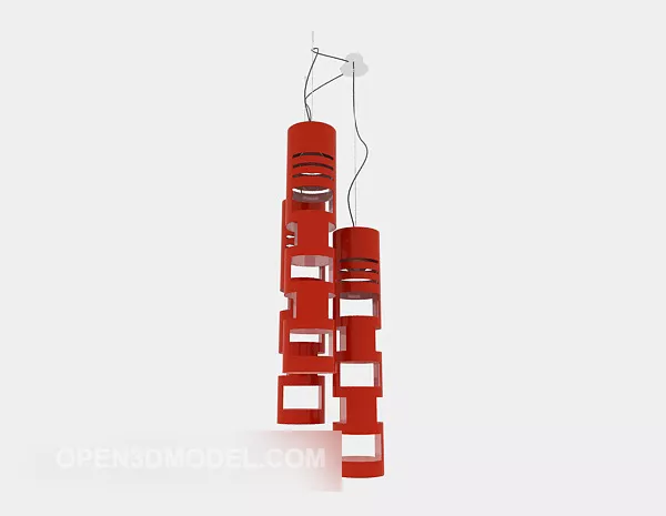 Modern Red Personality Chandelier 3d model Modern Red Personality Chandelier 3d model