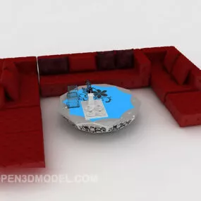 Modern Red Simple Sofa Sets 3d model