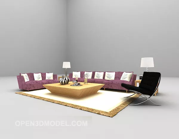 Modern Red Sofa 3d model Modern Red Sofa 3d model