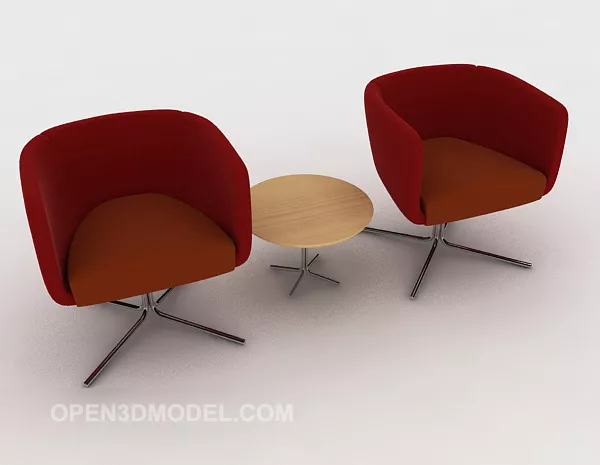 Modern Red Table And Chair 3d model Modern Red Table And Chair 3d model