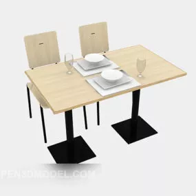 Restaurant Simple Table Chairs Set 3d model