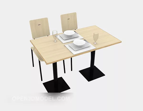 Restaurant Simple Table Chairs Set 3d model Restaurant Simple Table Chairs Set 3d model